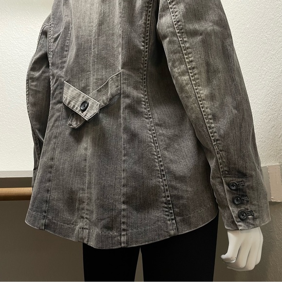 Coldwater Creek Shaped charcoal gray faded, stretch denim blazer, Sz 14 - Picture 10 of 14